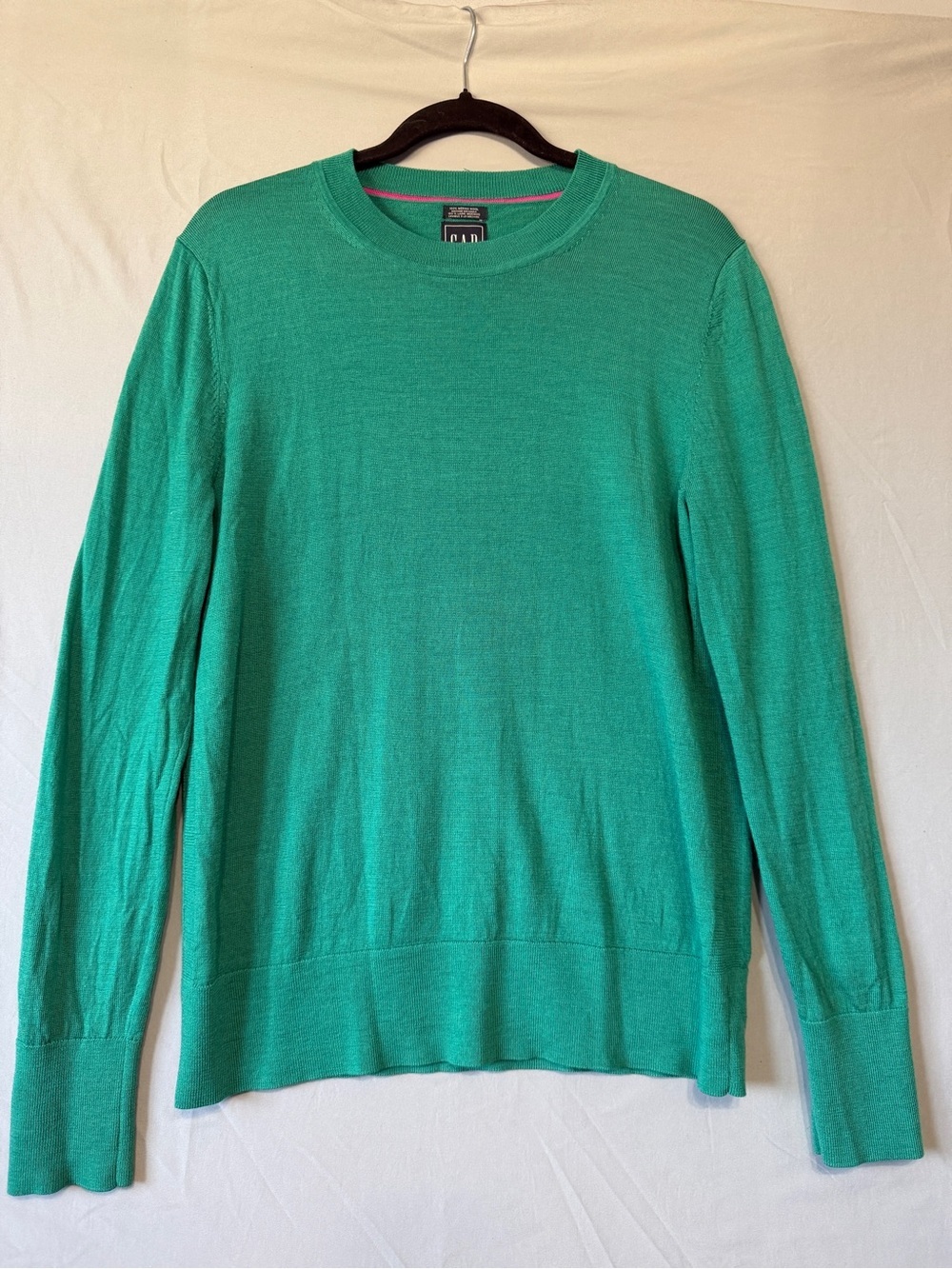 Gap Womens Merino Wool Pullover Sweater Size L Tall Green Preppy Long Sleeve